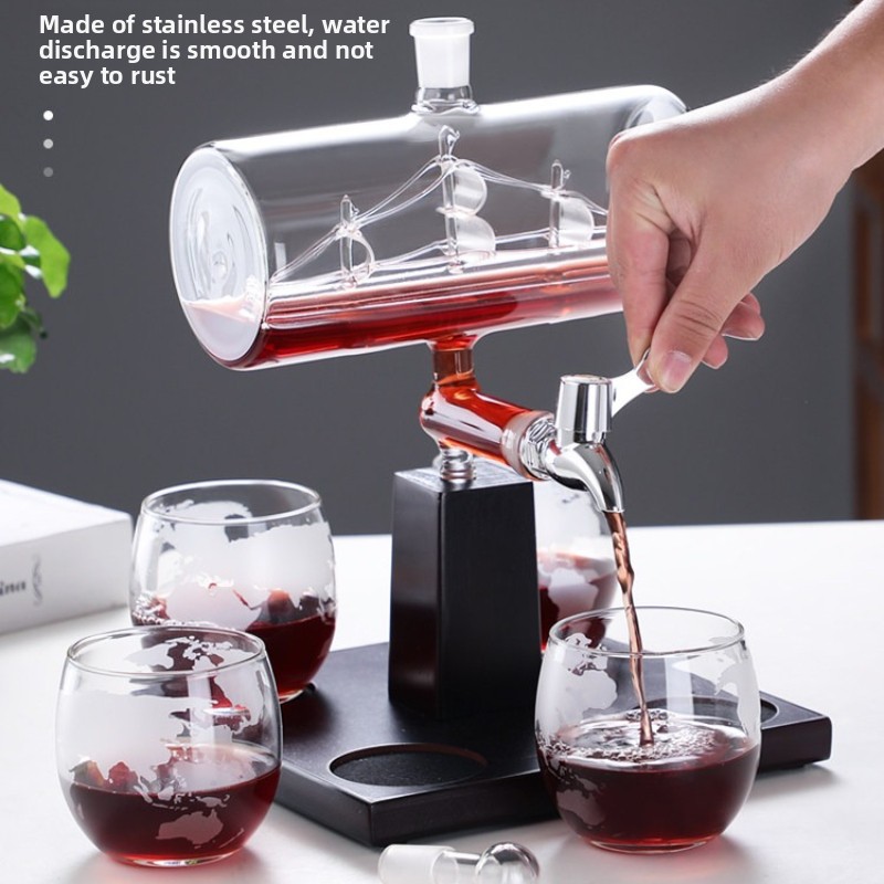 Decanter Aerator Set - Carafe à vin en verre trempé,