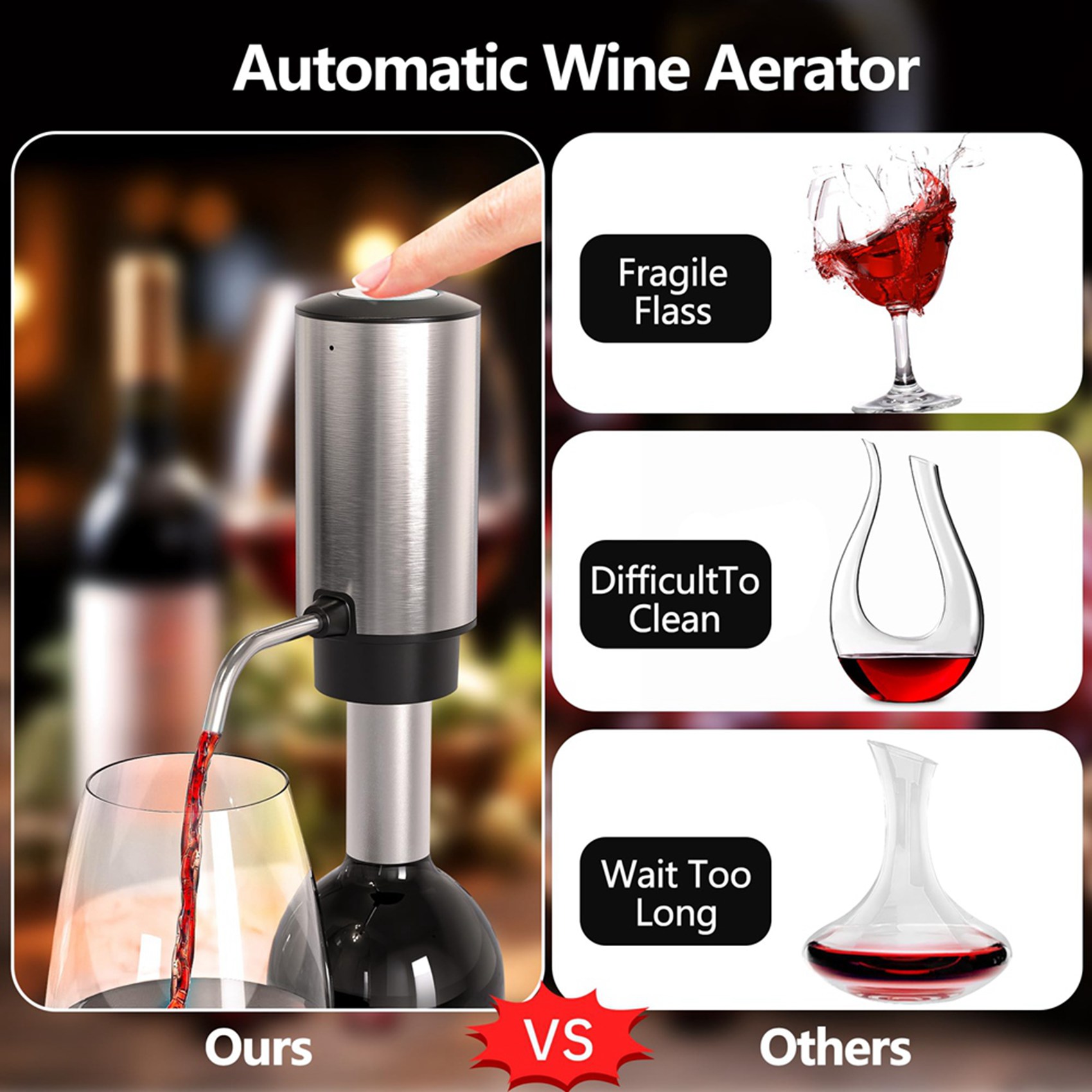 Decanter Aerator Set - ABJI-4X Aérateur de vin électrique, ensemble