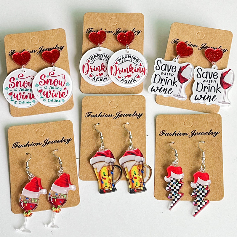 Boucles d'Oreilles de Noël en  - Wine Beer Hat avis et prix