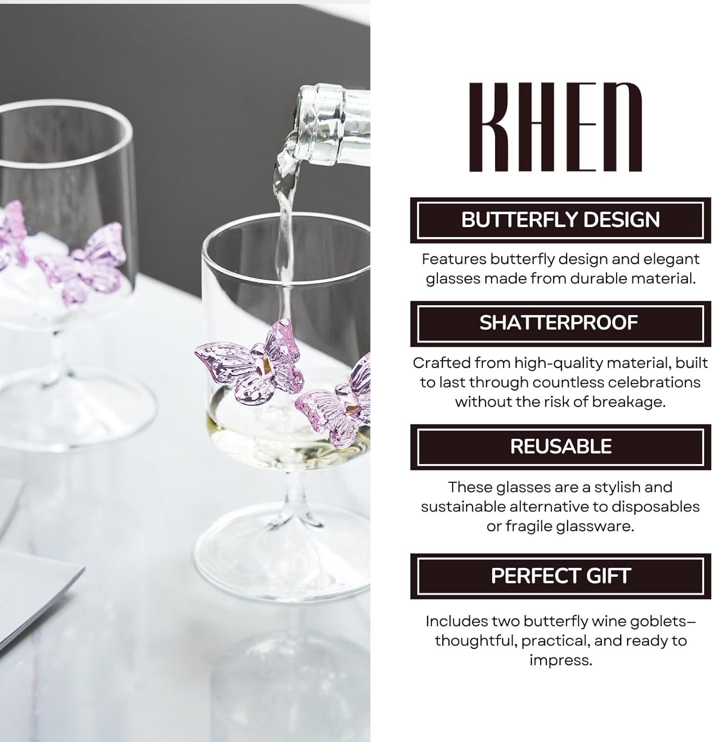 Verres à vin et à eau papillon - Wine Or Beer avis et prix