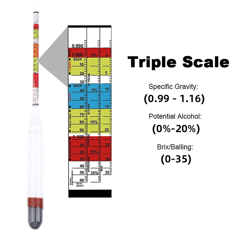 Hydromètre triple échelle pour - Wine To Beer Alcohol avis et prix
